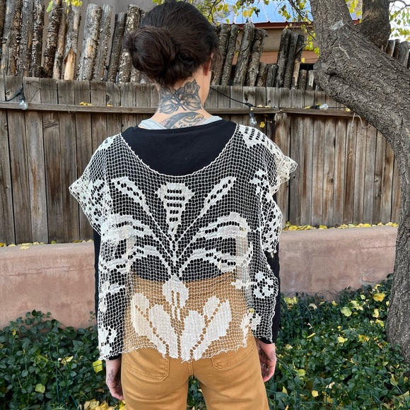 Vintage Lace Boho Blouse Unique Unfinished Handmade Blouse Festival Wear S/M - Picture 6 of 9